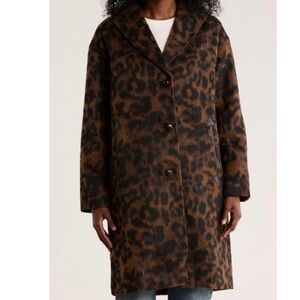 Lucky Brand Brown Leopard Print Coat Size M